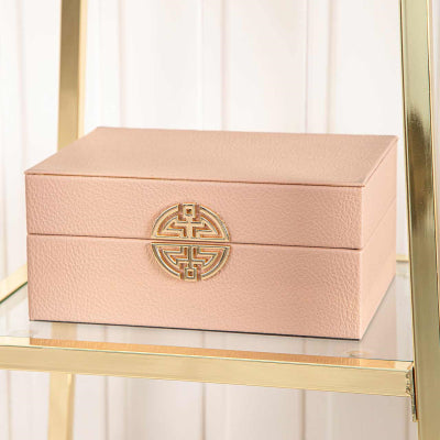 Orange & Gold Faux Leather Boxes Set of 2